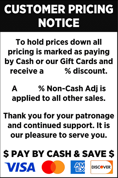 Cash Discount Fee Signage - Vinyl Sticker